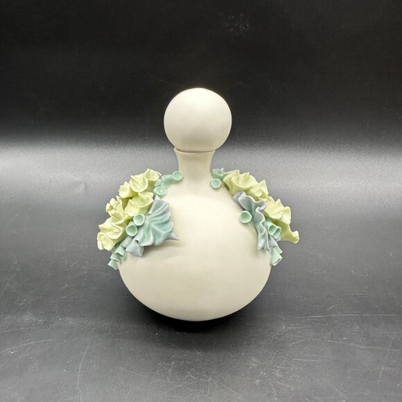 Vintage Perfume Vanity Bottle Floral Hand Made Chessell Isle of Wight Pottery - Picture 2 of 10